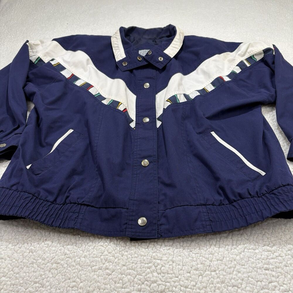 Vintage 80s Be In The‎ Current Seen Colorblock Windbreaker Track Jacket Womens L - Picture 2 of 7